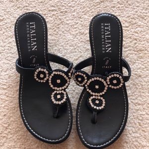 Black  wedge sandals - Approximately 2 inches